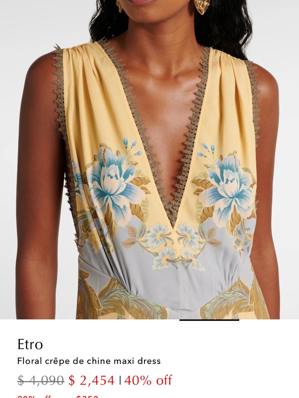 Etro Yellow and Light Blue Floral Paisley Maxi Dress - Picture 4 of 5